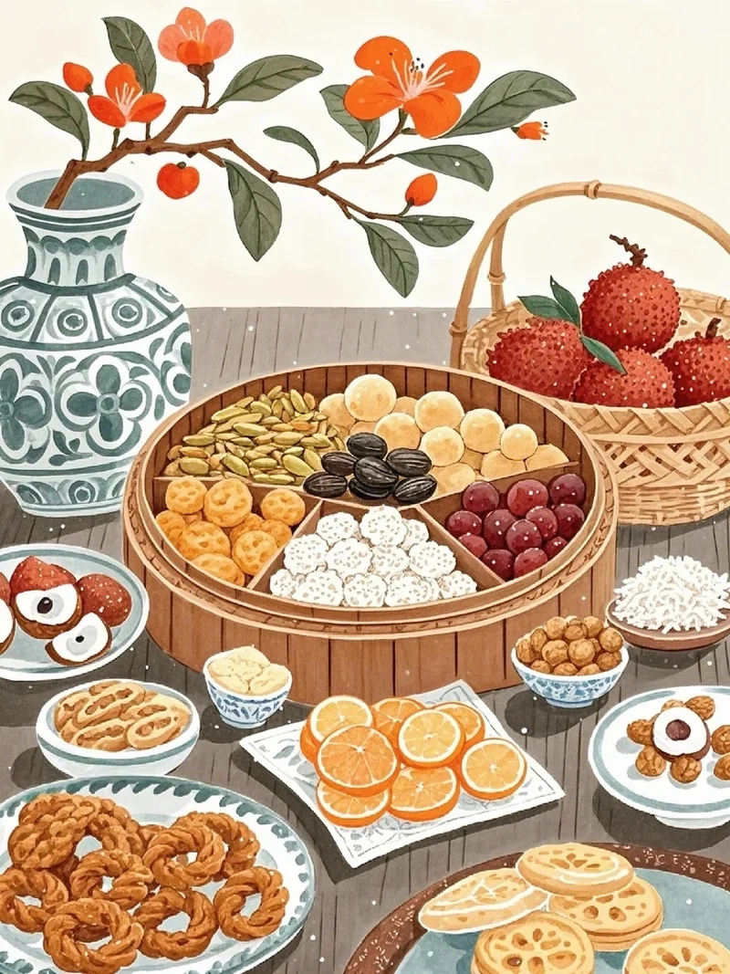 Chào xuân vui tươi cùng Ảnh bánh mứt kẹo ngày xuân