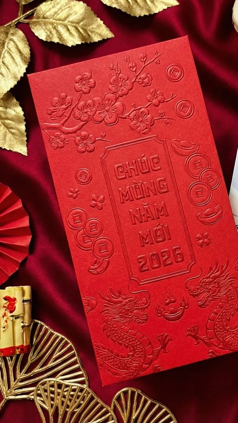 Chúc Tết đầy ý nghĩa với Ảnh bao lì xì đỏ chúc Tết