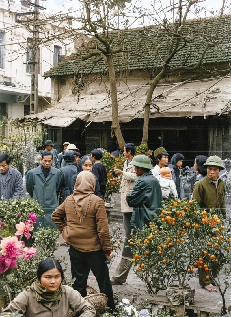 Xem chợ tết xưa tấp nập kẻ bán người mua