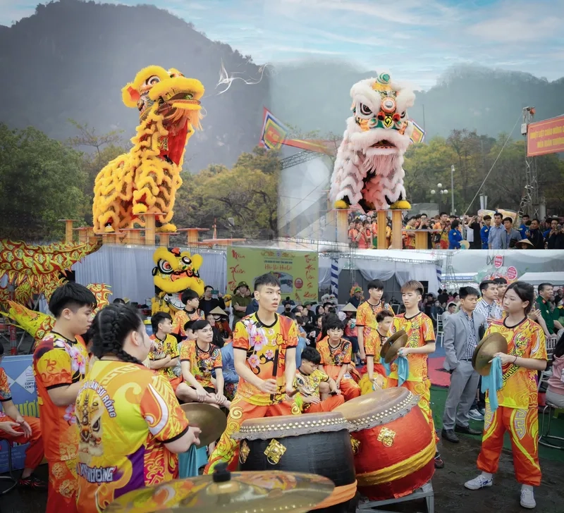 Tấm ảnh múa lân khai xuân rộ