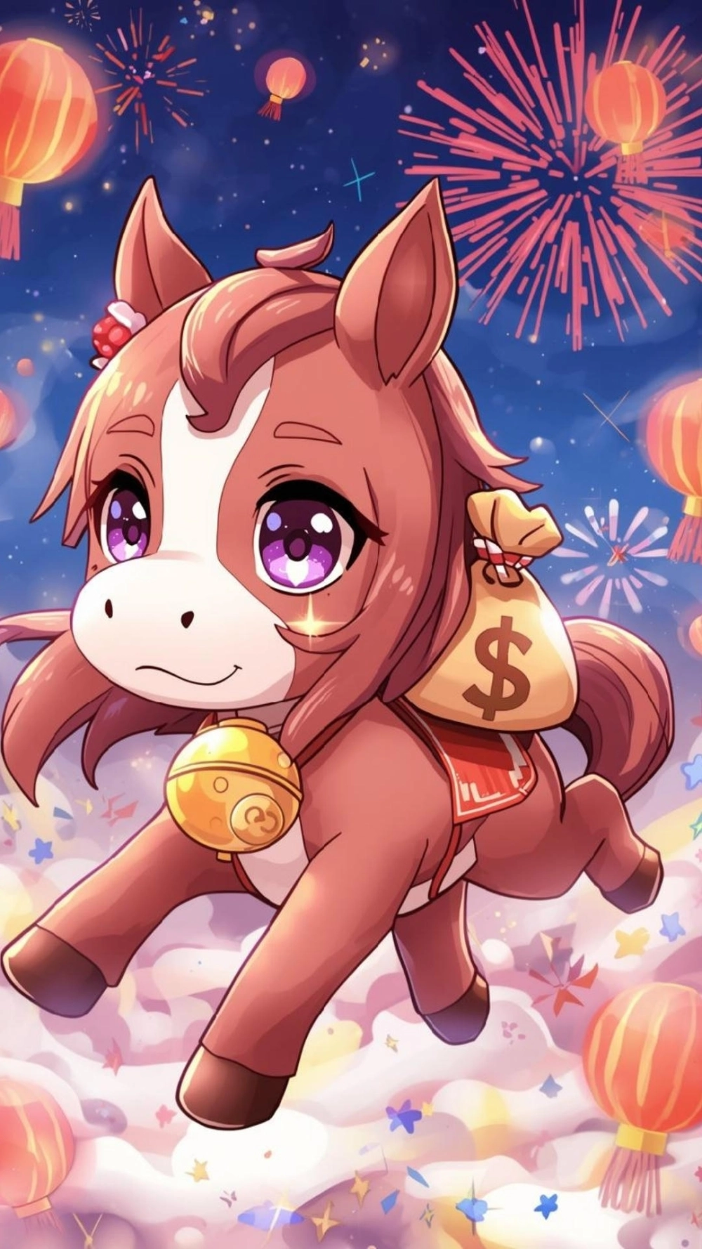 Ảnh ngựa chibi tết 2026 phong cách Nhật Bản