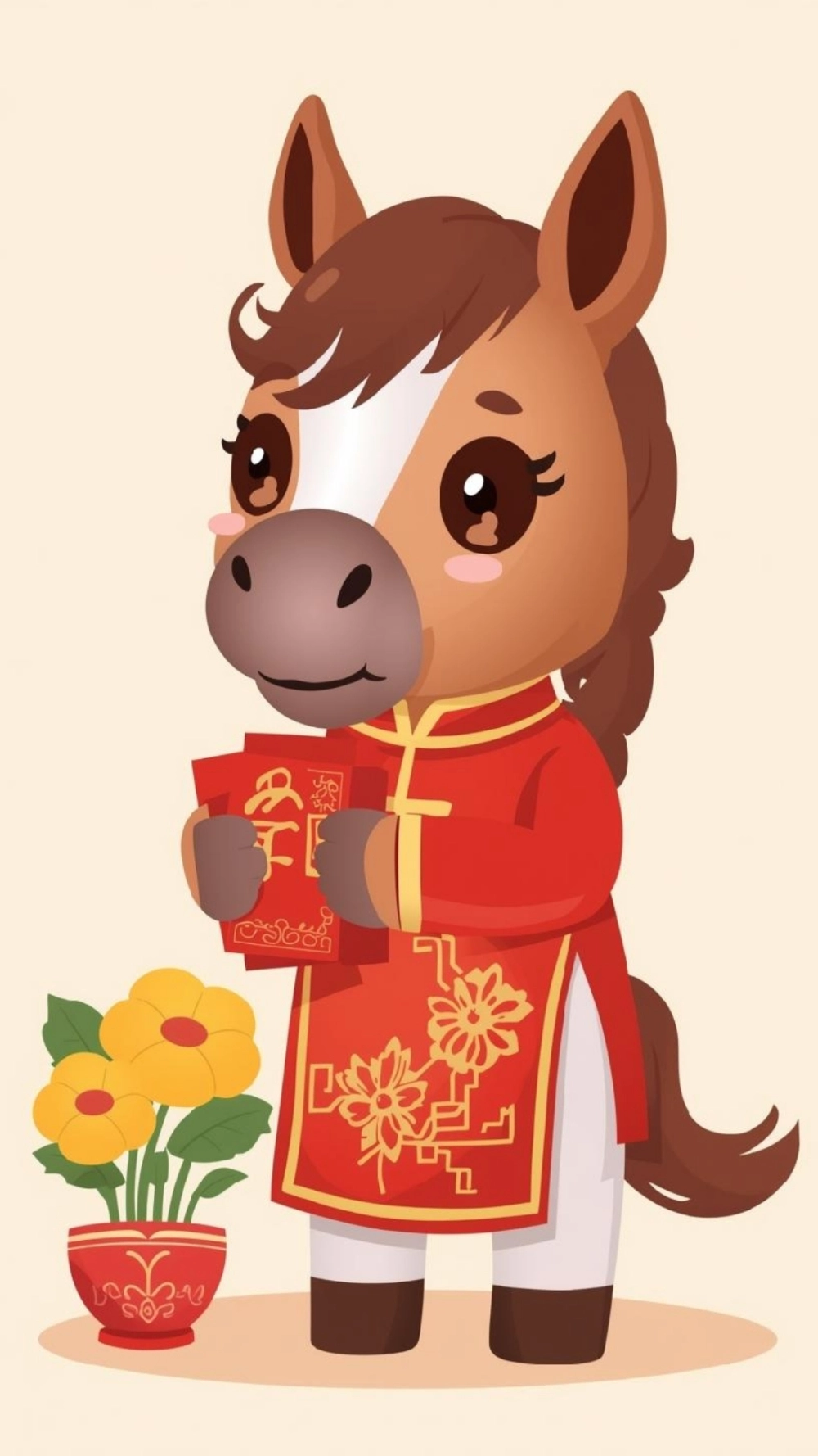 Hình nền ngựa bính ngọ cute chibi bên lân rồng