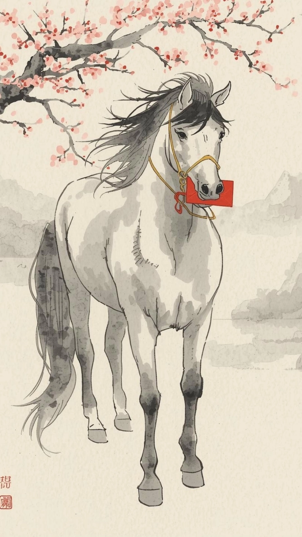 Hình nền ngựa chúc tết lì xì vui nhộn