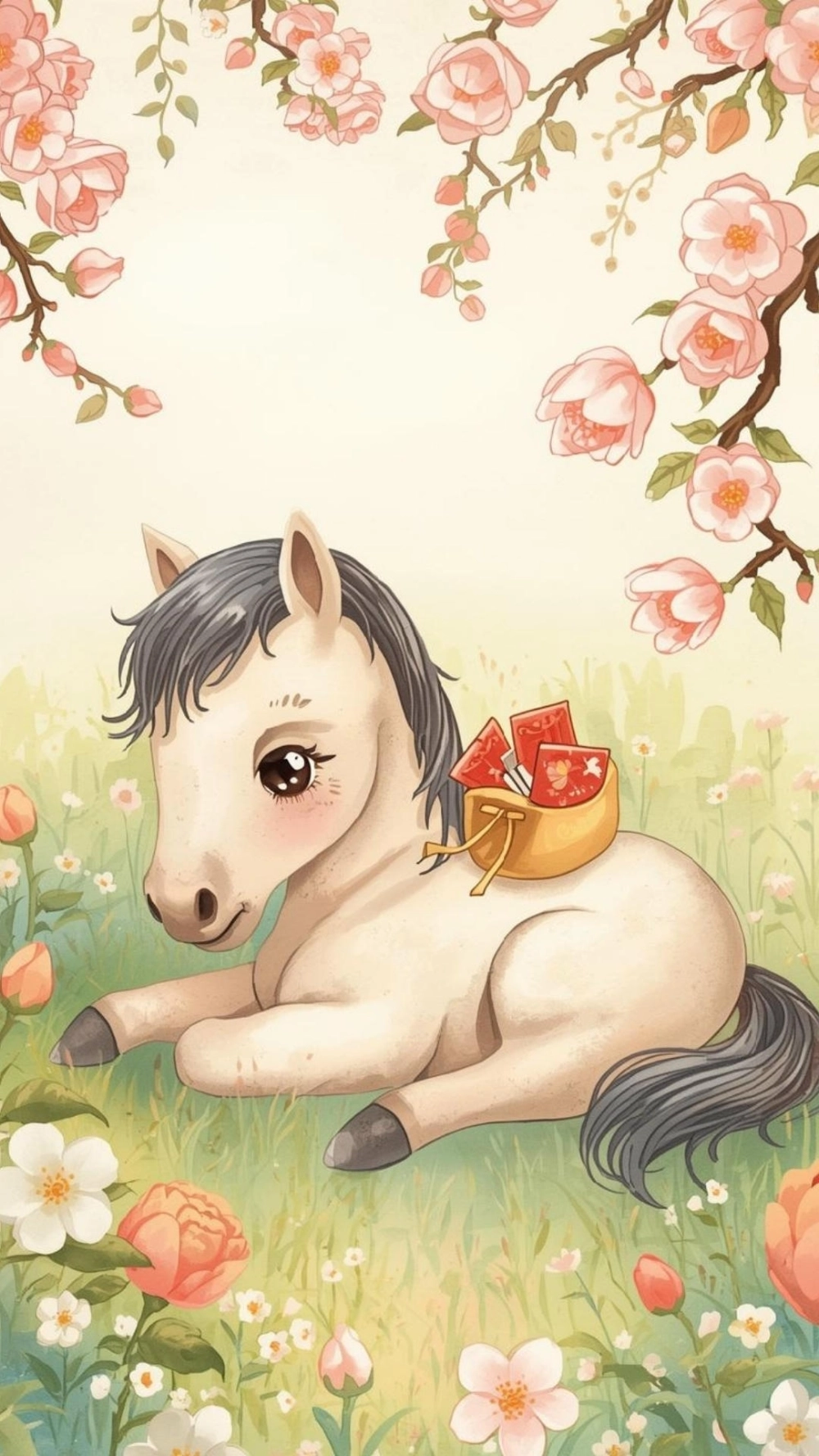 Hình nền ngựa cầm bao lì xì duyên dáng
