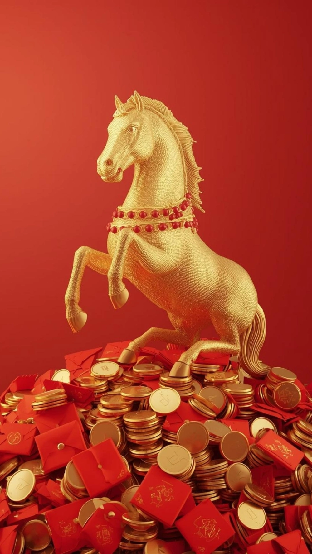 Ảnh ngựa thần tài lì xì sung túc