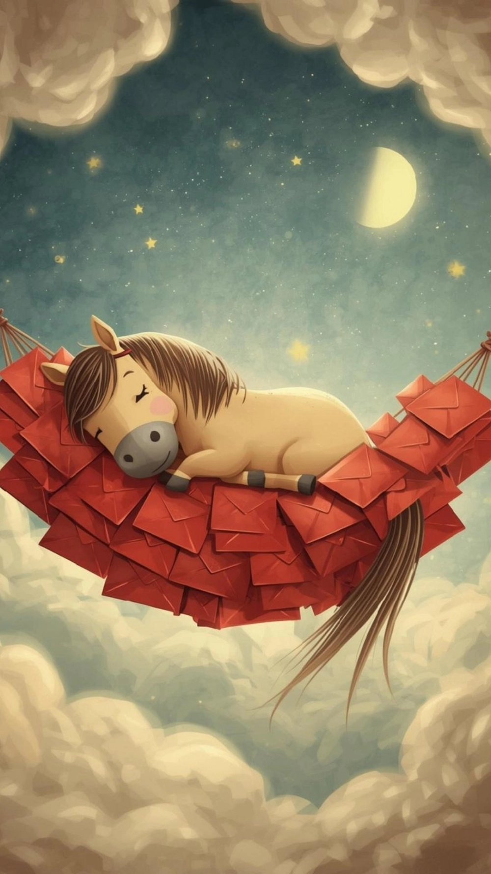 Ngựa đeo túi lì xì đỏ truyền thống