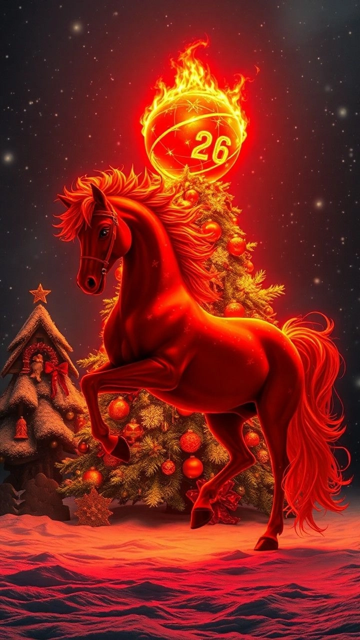 Ảnh ngựa bính ngọ màu nước thanh thoát trên nền trắng