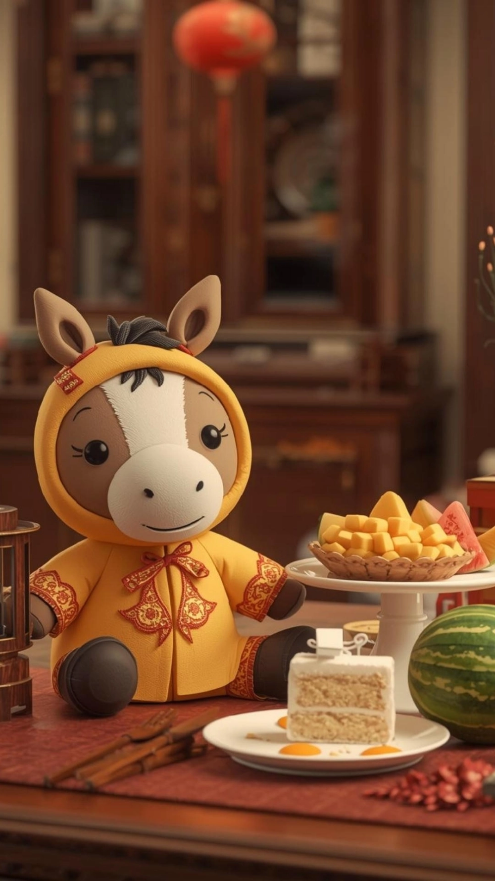 Ngựa đực mặc áo dài ngũ thân uy nghi