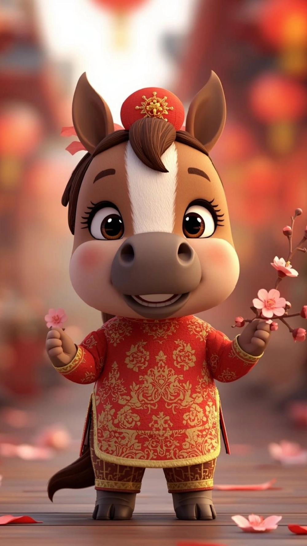 Ảnh ngựa hoạt hình mặc áo dài đáng yêu