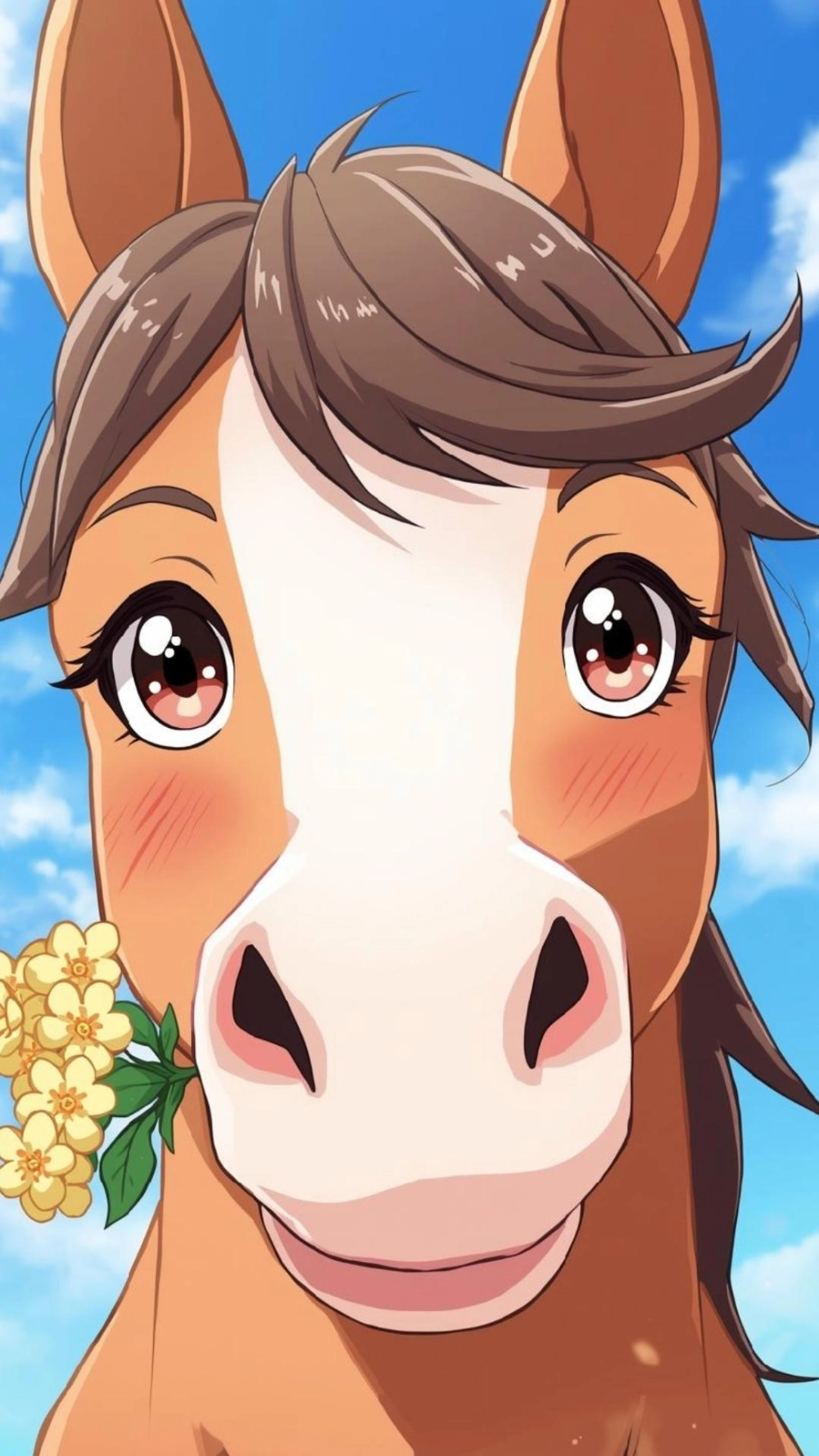 Ngựa ngậm phong bao lì xì và hoa mai đỏ