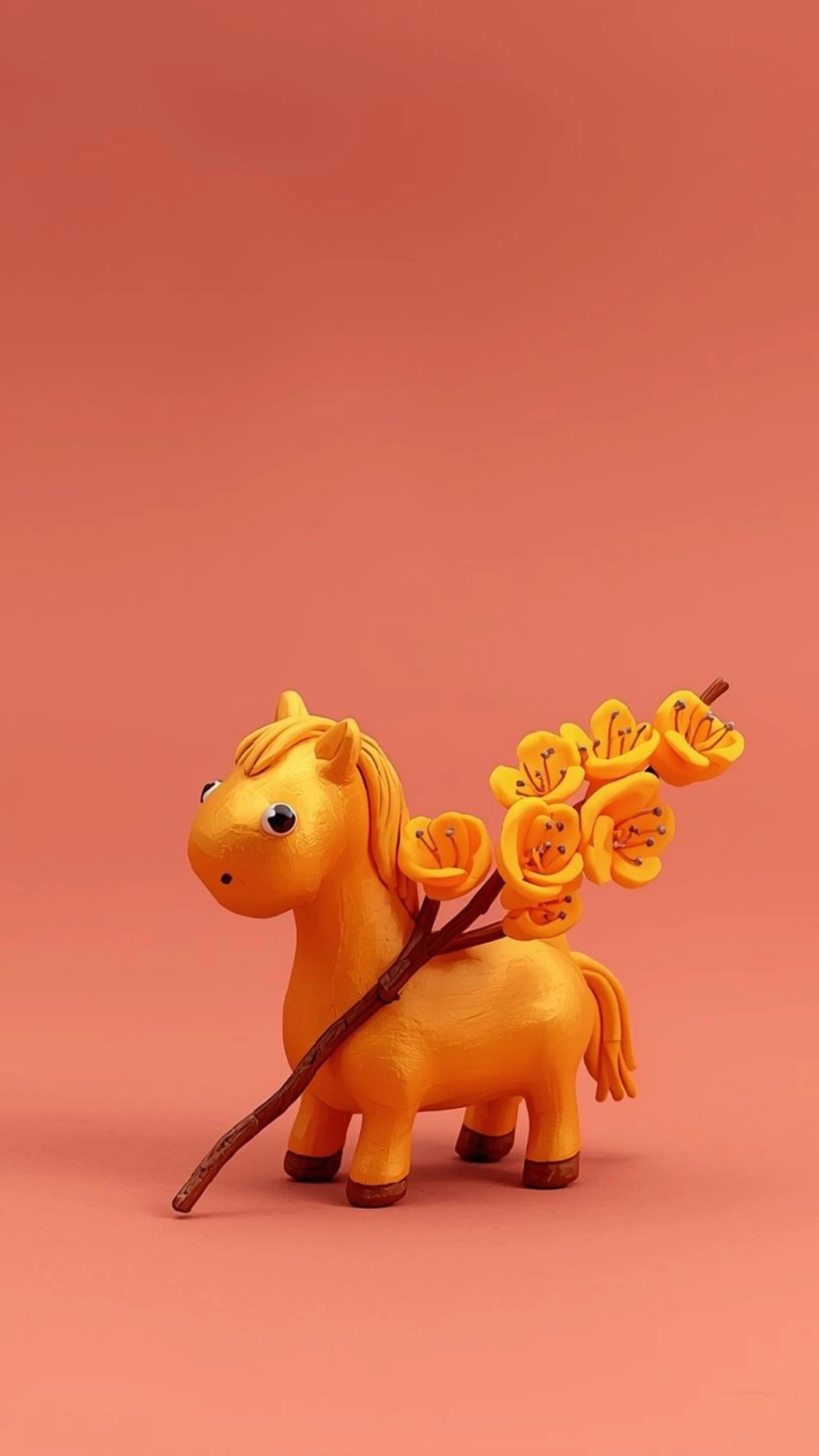 Hình nền ngựa xuân rực rỡ sắc màu