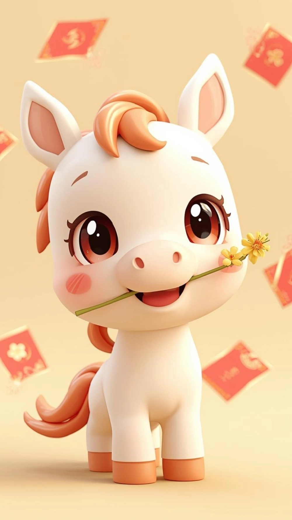 Ngựa vàng hoa mai vàng sang trọng quý phái