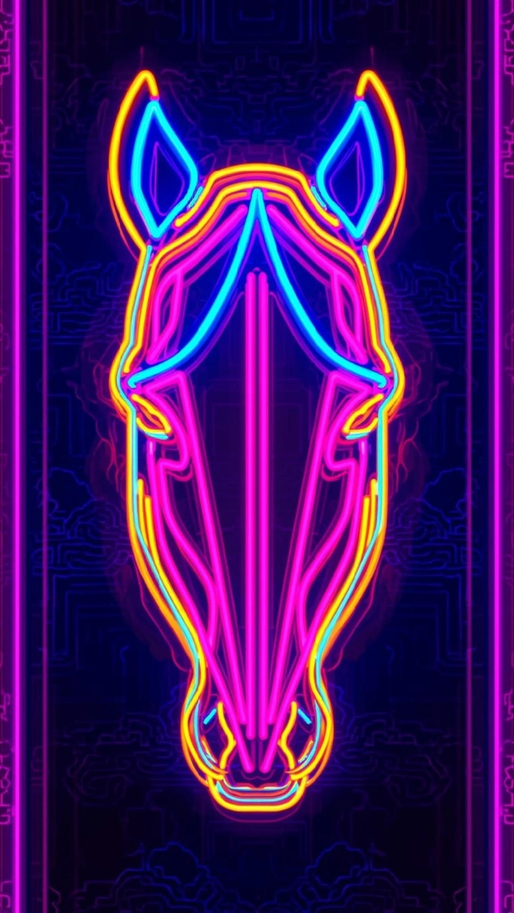 Hình nền ngựa neon đỏ mang lại may mắn và nhiệt huyết