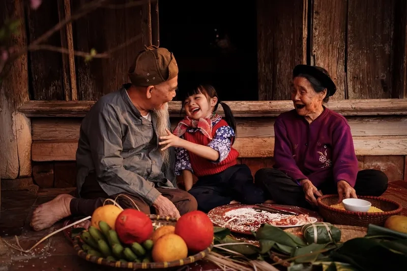 Tấm ảnh tết quê em ngày mùng 1 hên