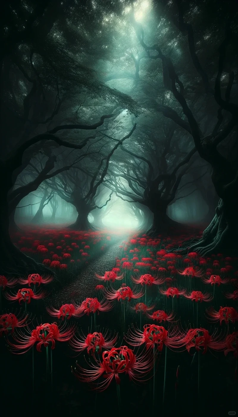 Phong vị Á Đông hình nền hoa bỉ ngạn phong cách nhật