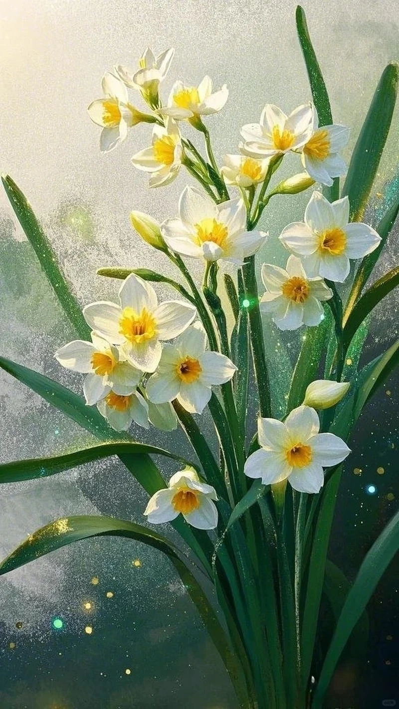 Hình nền hoa thủy tiên nền sáng tạo cảm giác thoáng đãng