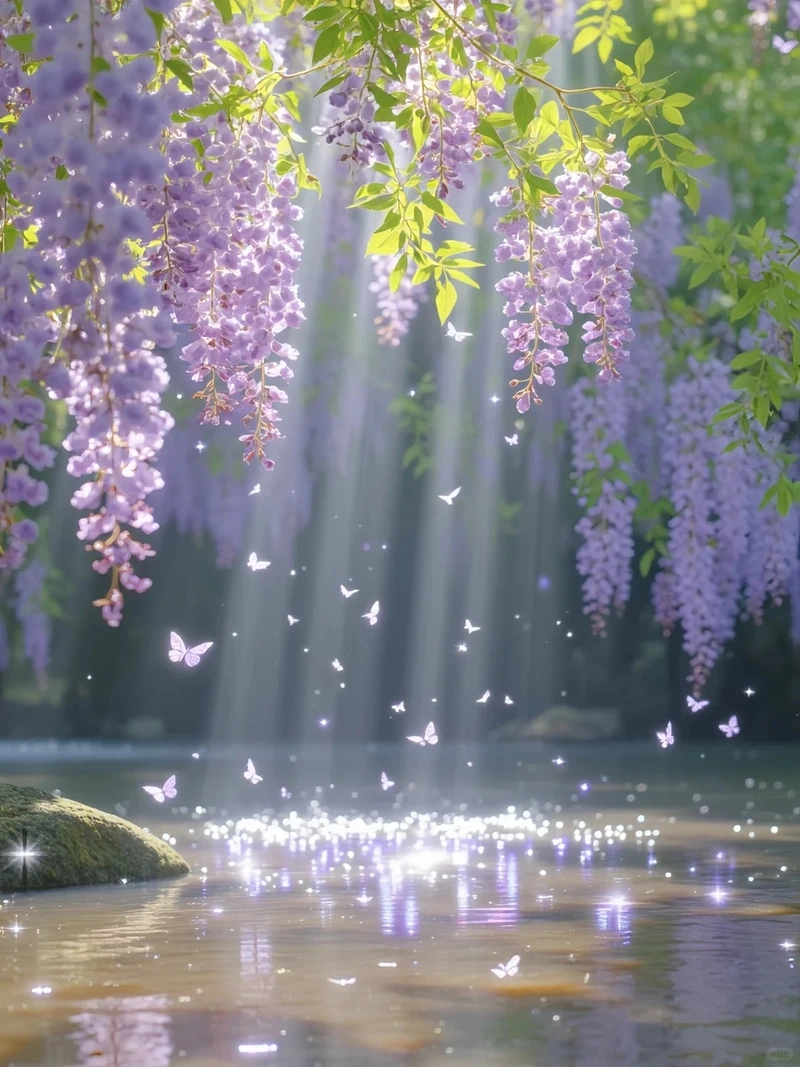 Đón sắc xuân cùng hình nền hoa tử đằng mùa xuân