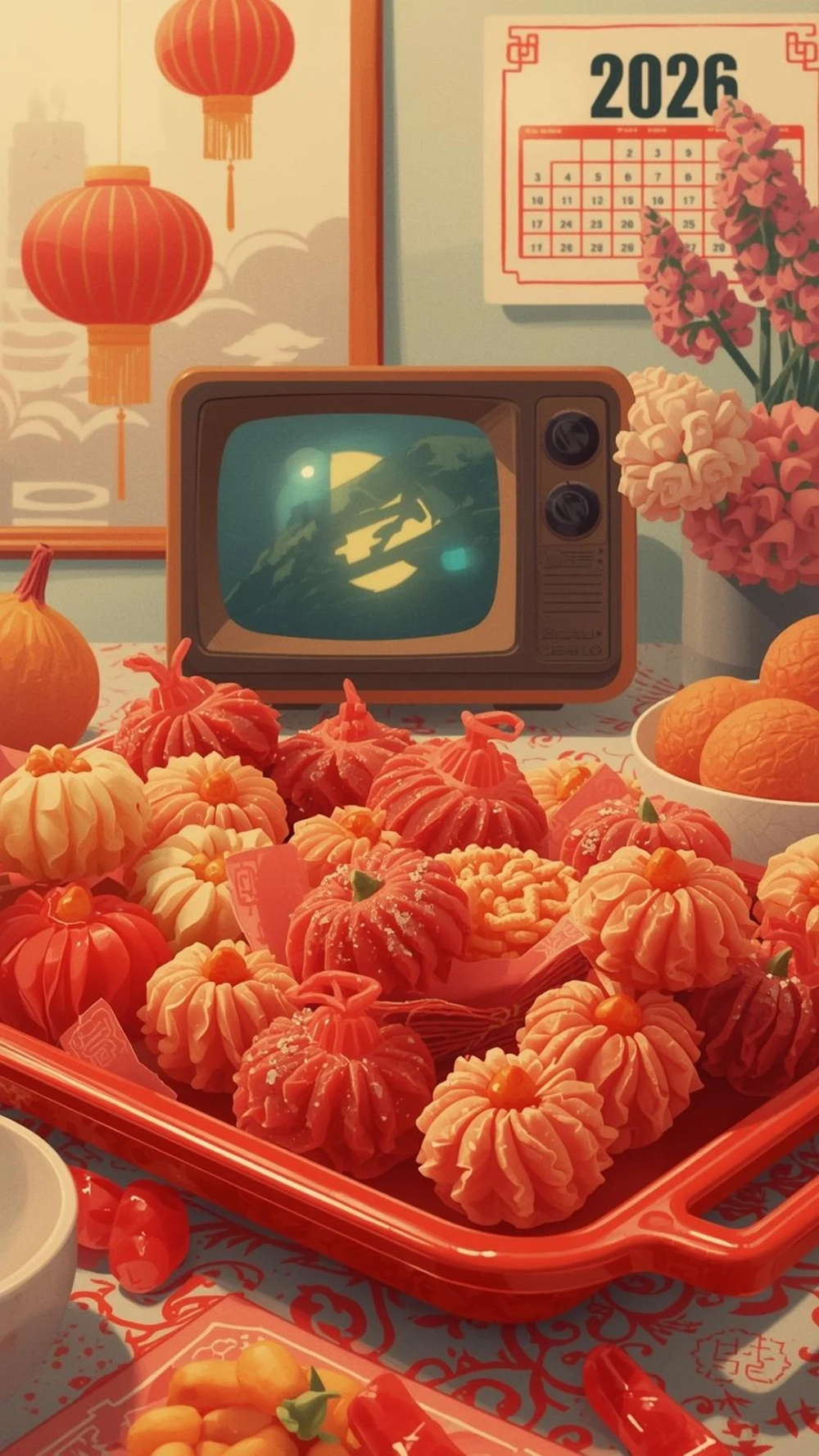 Tết đơn giản nhưng tinh tế với Hình nền khay mứt Tết đơn giản