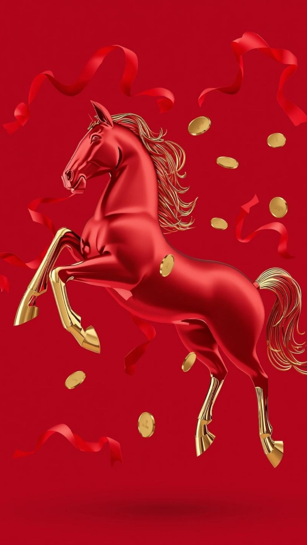 Ảnh ngựa Bính Ngọ phối màu đen vàng đẳng cấp