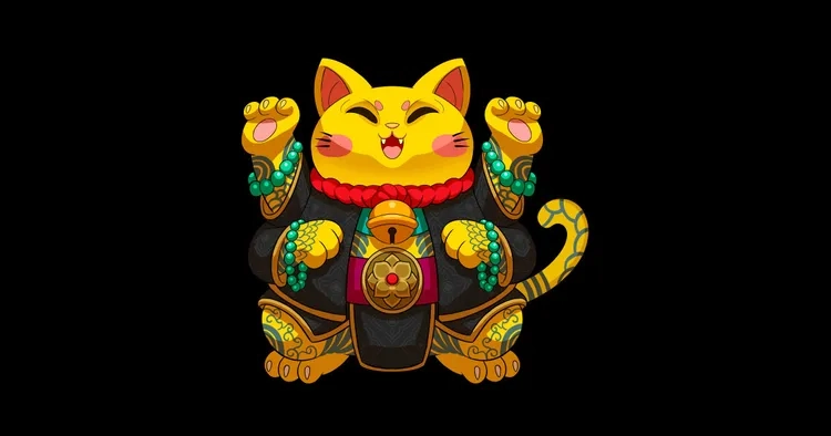 Bàn làm việc sinh động với hình nền mèo thần tài