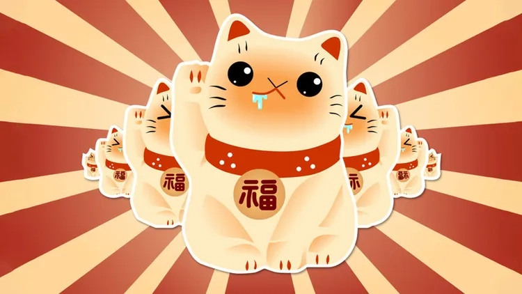 Hiệu ứng sống động từ hình nền mèo thần tài 3d