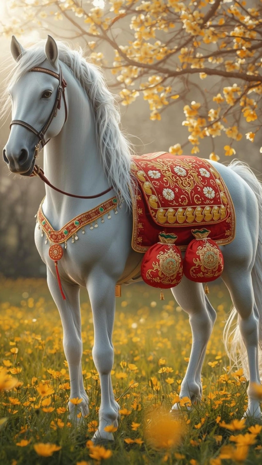 Ảnh ngựa túi tiền may mắn với họa tiết tinh xảo