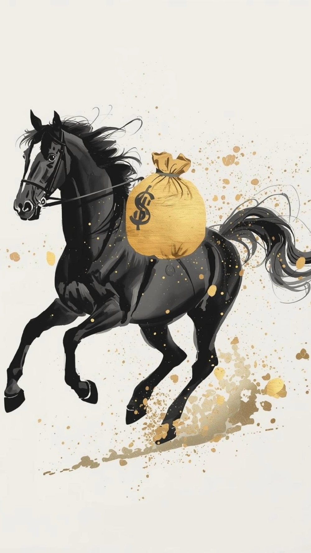 Hình nền ngựa 2026 mang túi tiền đỏ rực rỡ may mắn