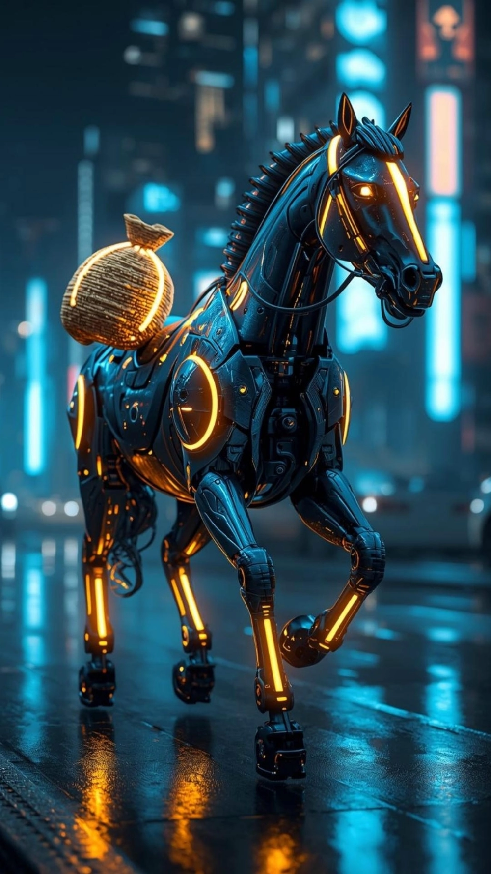 Ngựa mang túi tiền vector sắc nét cho thiết kế