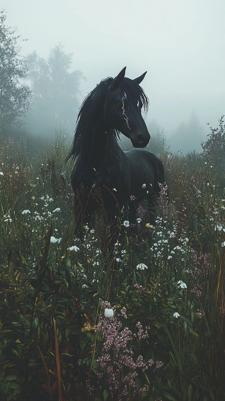 Hình nền ngựa minimalist với nét vẽ thanh mảnh hiện đại