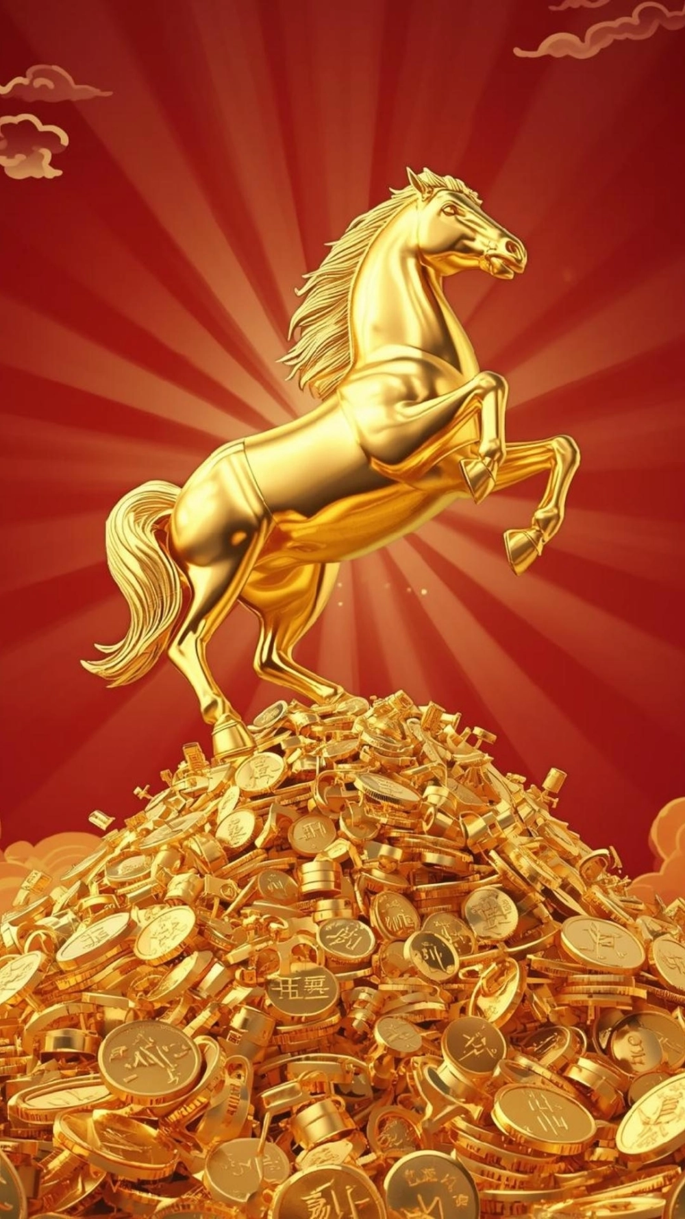 Ngựa phát tài phát lộc vector đường nét thanh lịch