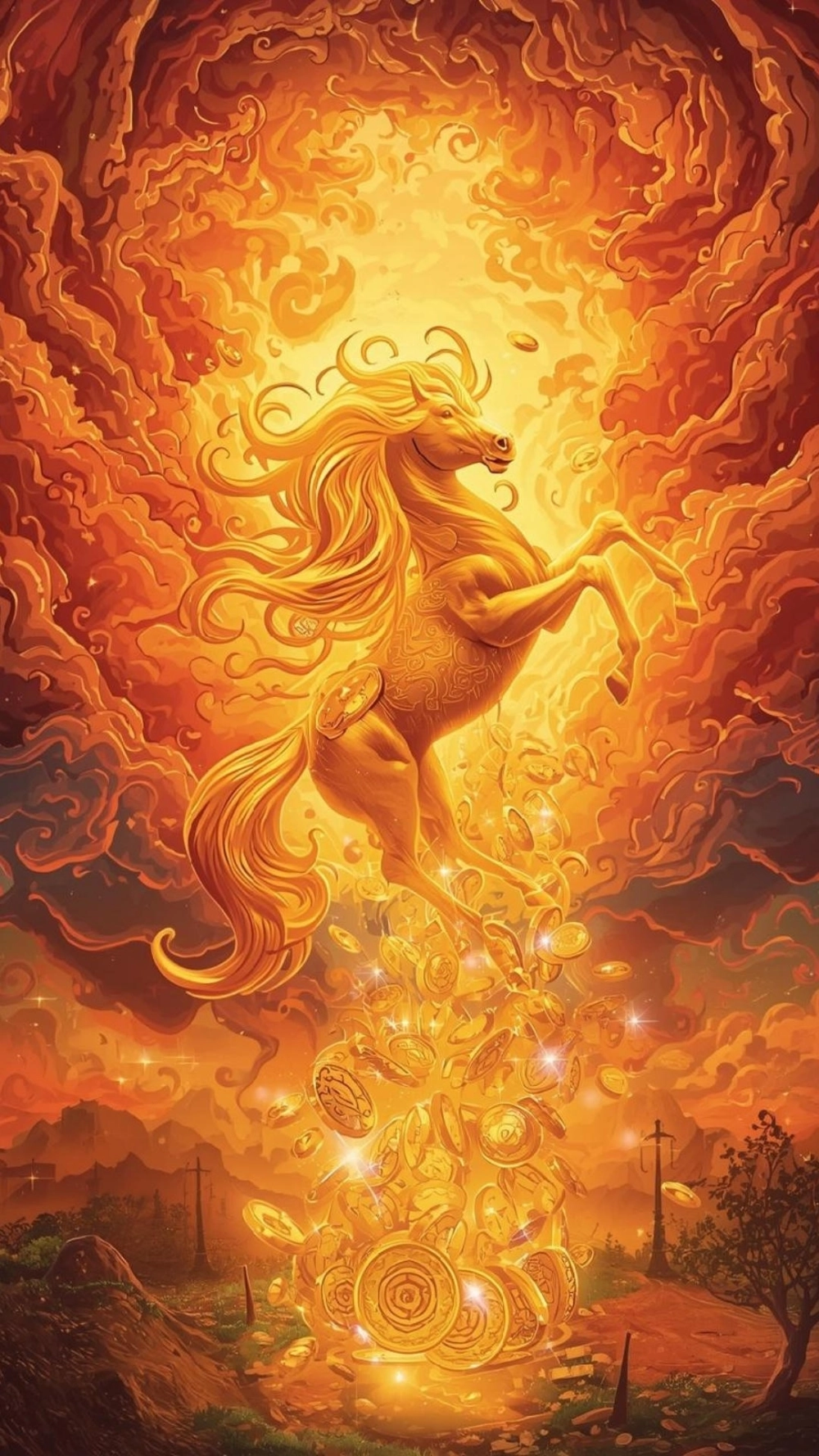 Câu đối phát tài phát lộc hình ngựa phong cách thư pháp