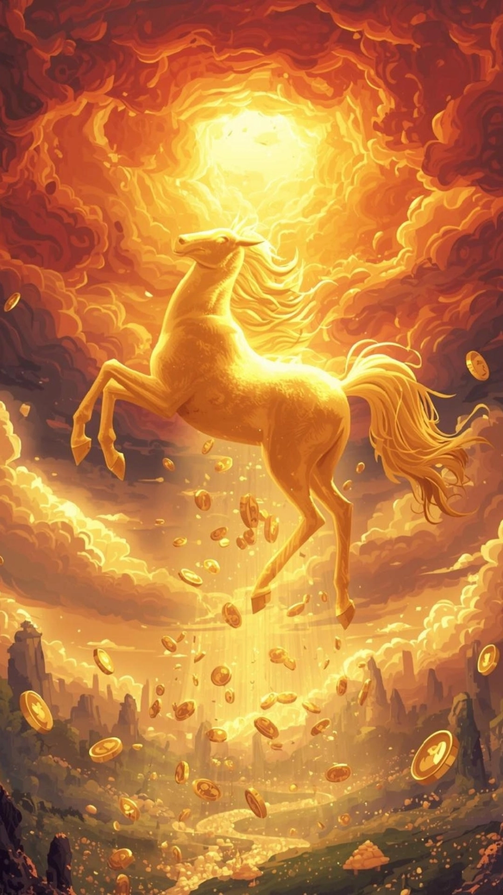 Hình nền ngựa đón lộc đầu xuân rực rỡ sắc đào