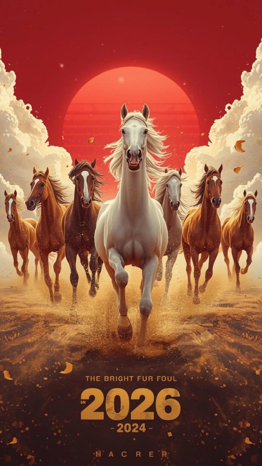 Ngựa bính ngọ phát tài thiết kế tối giản cho điện thoại