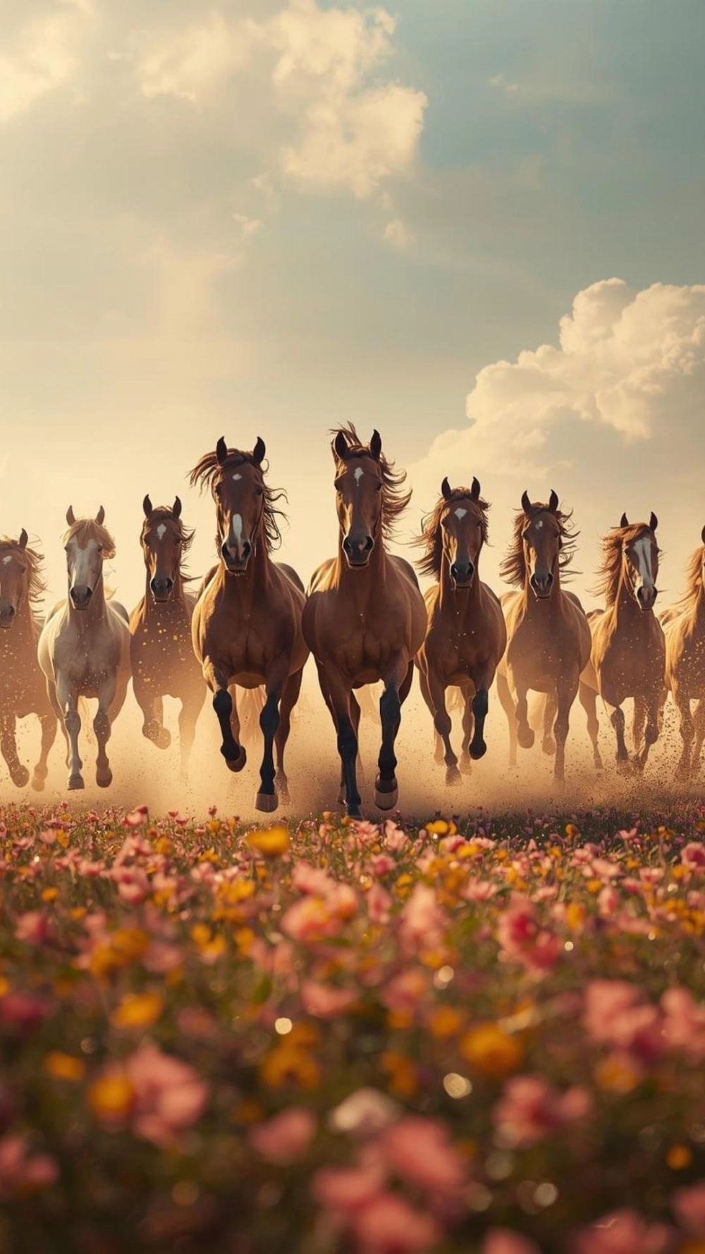 Ảnh ngựa chiến thắng uy nghi trên đỉnh núi