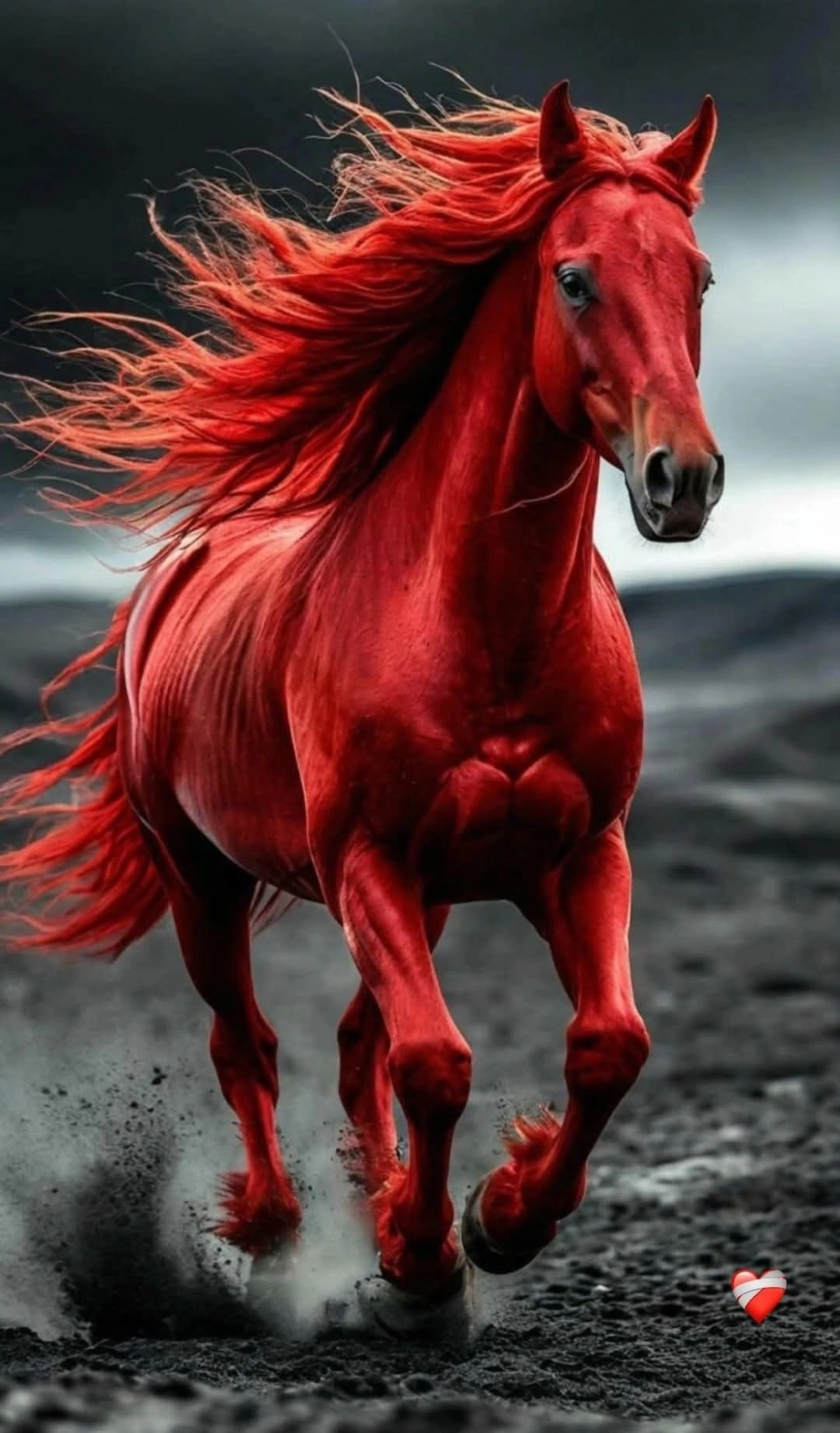 Hình nền ngựa đỏ chữ lộc thư pháp tinh tế