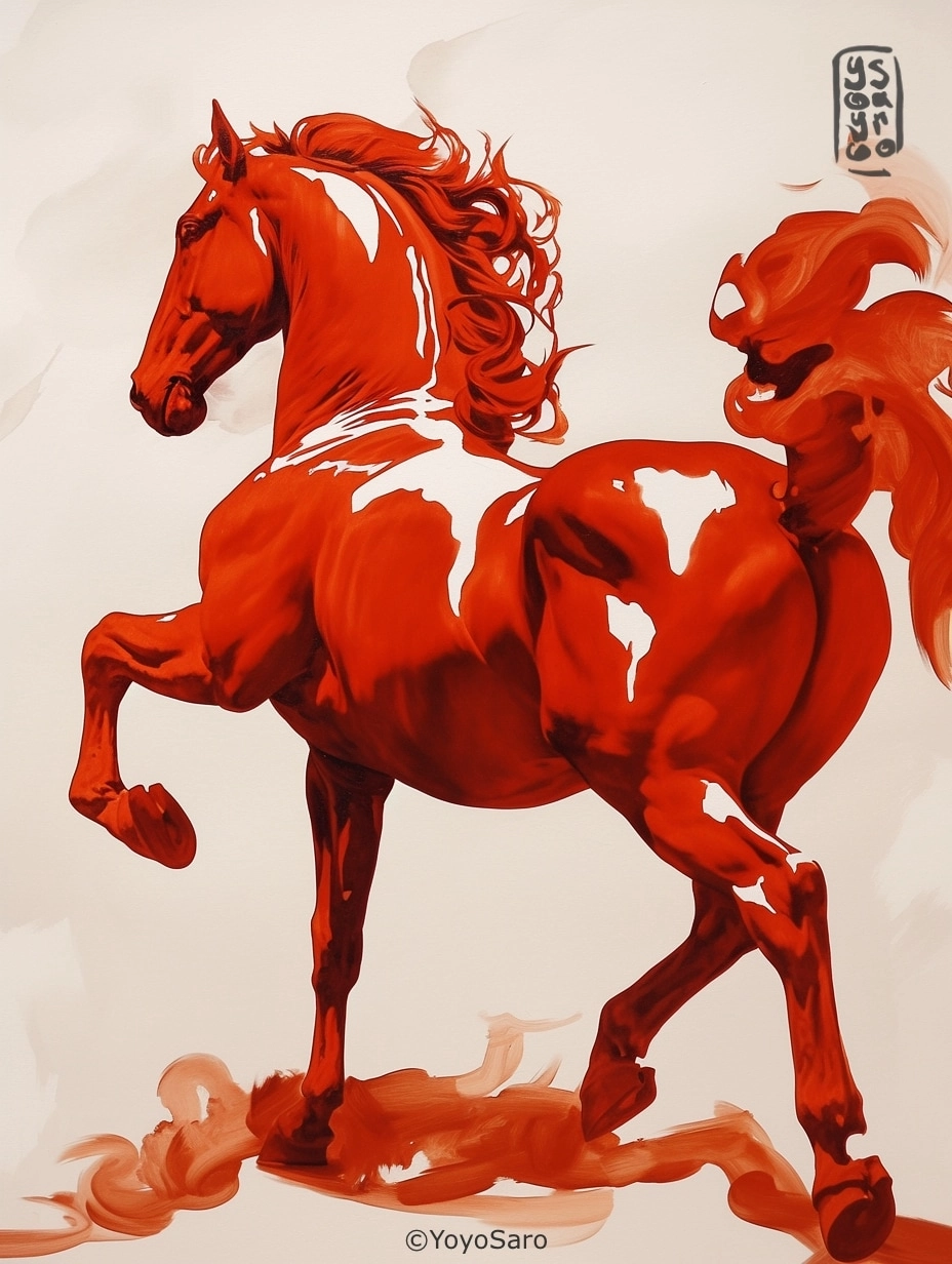 Hình nền ngựa tết đỏ may mắn mang phong cách nghệ thuật truyền thống