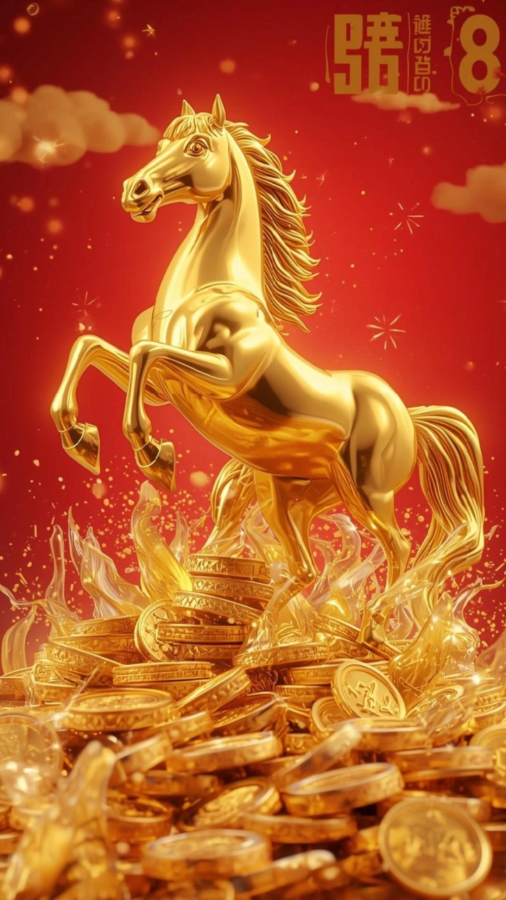 Ảnh ngựa vàng phát sáng lung linh trong đêm tối