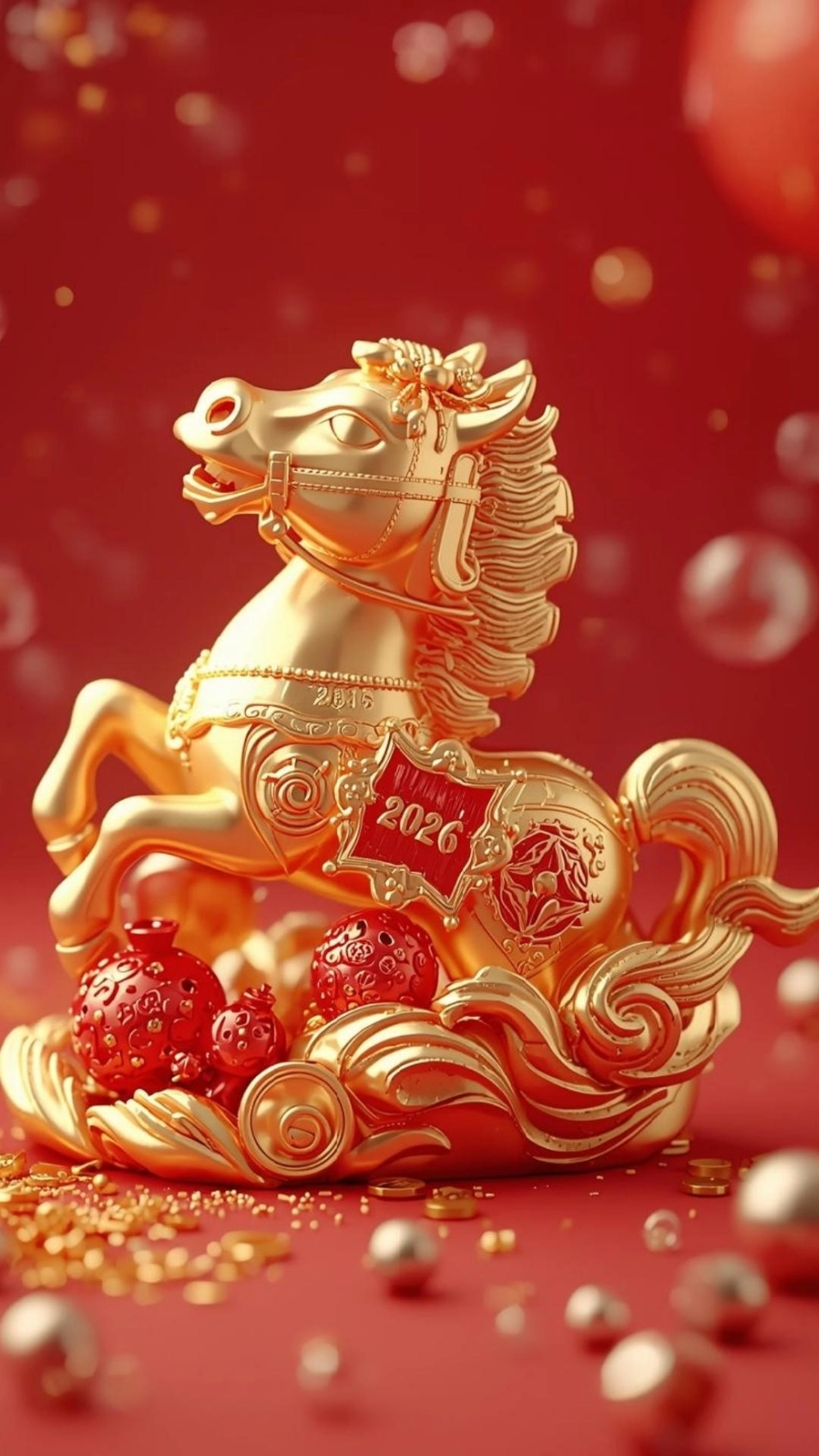 Hình nền ngựa thần tài cầm thỏi vàng may mắn phát lộc