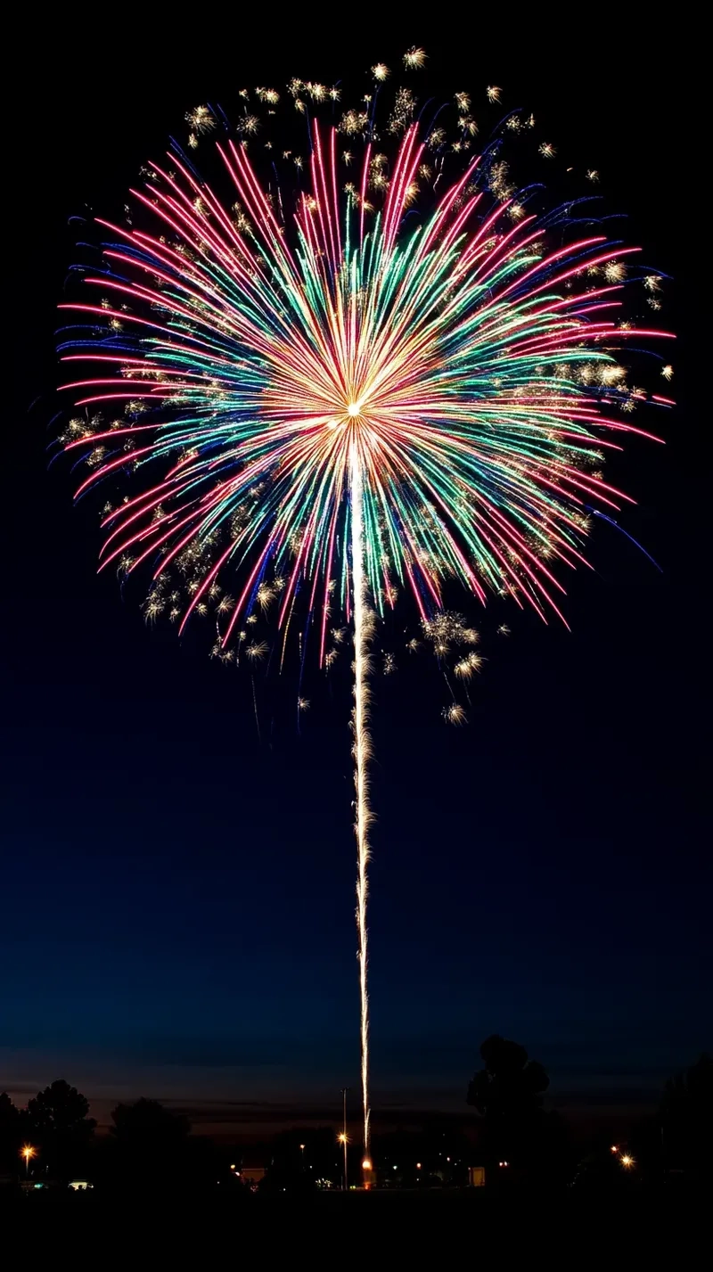 Cảnh pháo hoa rực rỡ trên bầu trời đêm