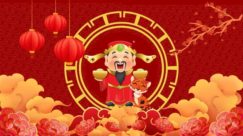 Hình nền thần tài tết cho máy tính may mắn