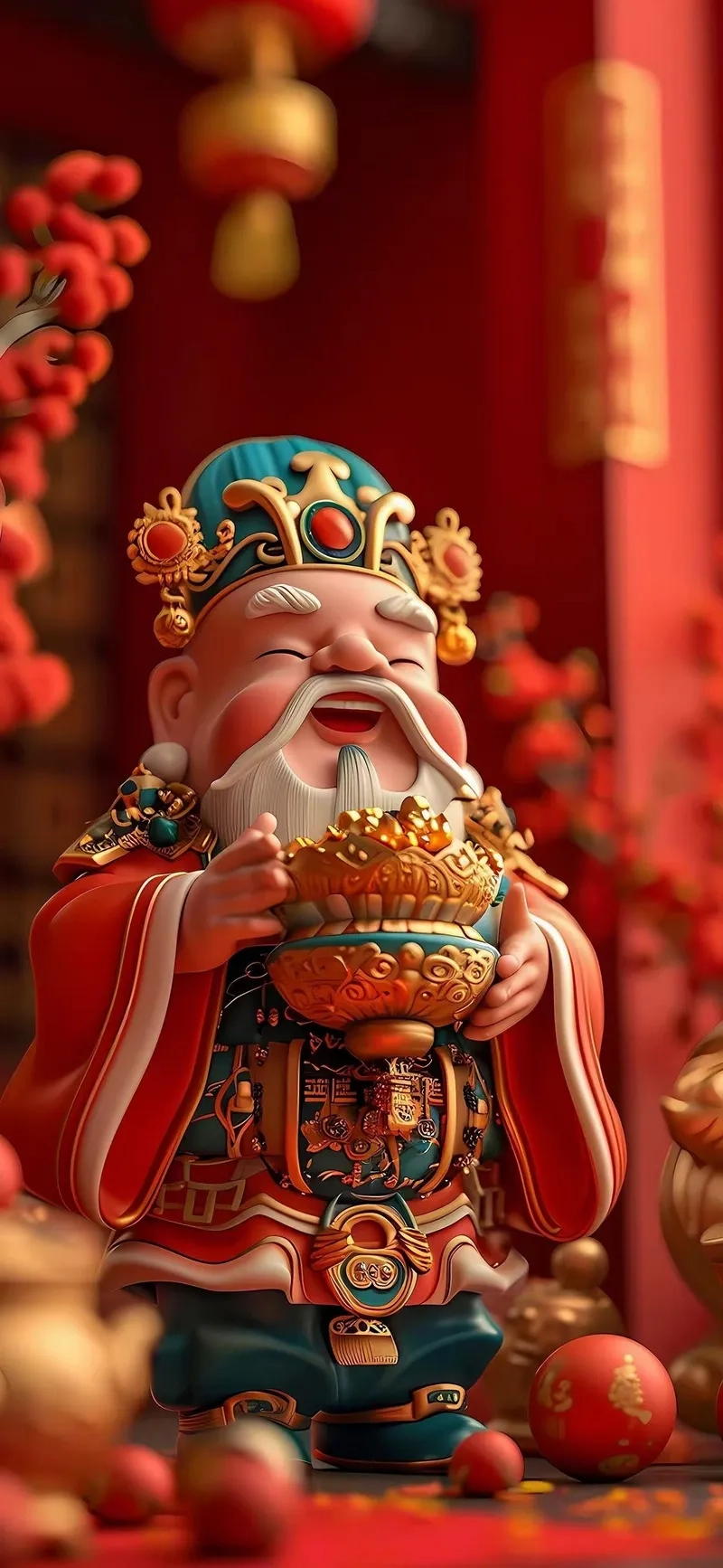 Không khí may mắn cùng hình nền thần tài đẹp