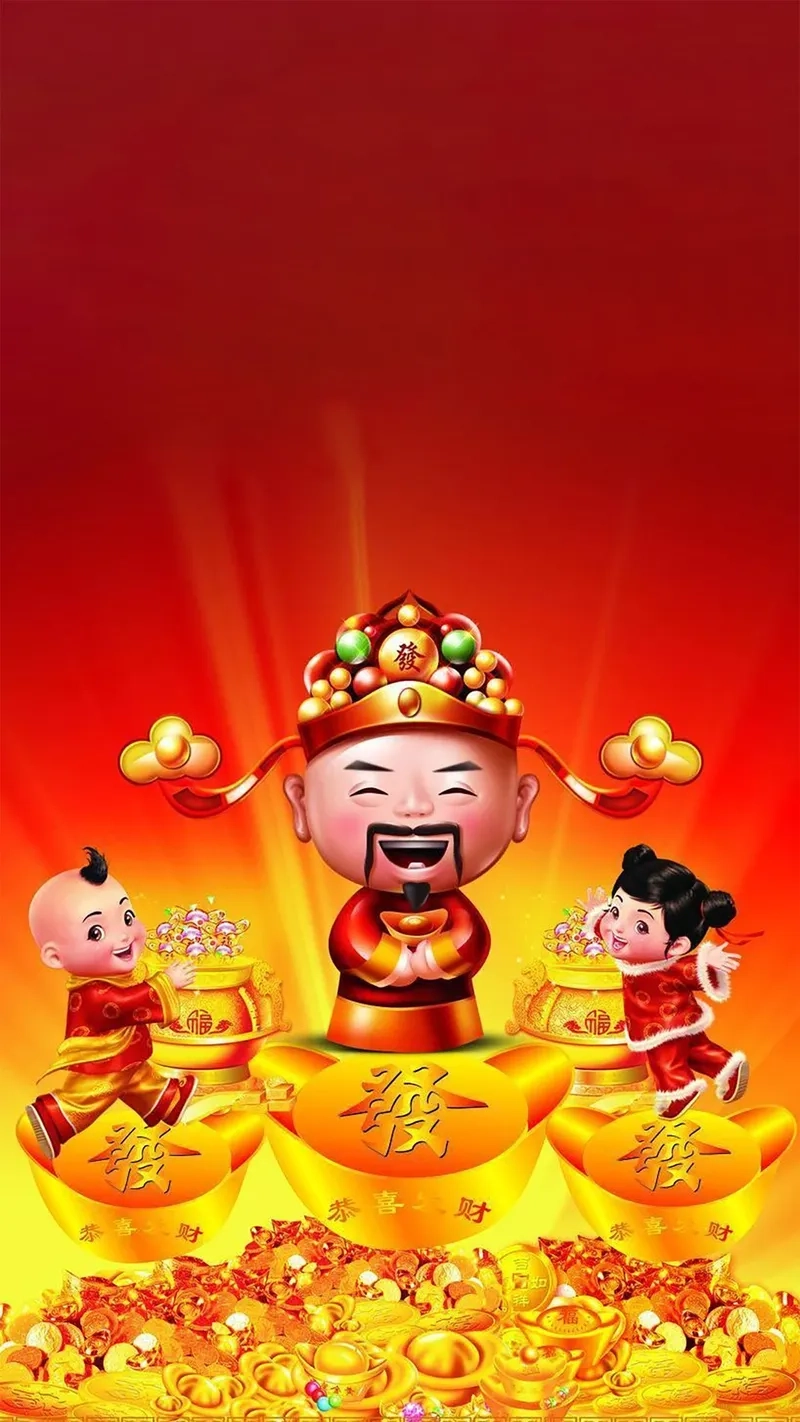 Hình nền thần tài may mắn cute dễ thương hút tài lộc