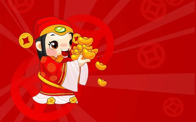 Phong cách đáng yêu với hình nền thần tài may mắn chibi