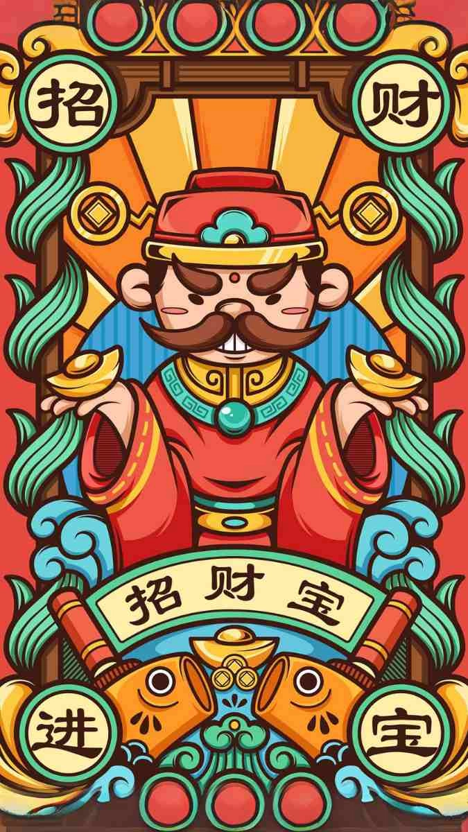 Hình nền thần tài phát lộc cùng hình nền thần tài tiền vàng