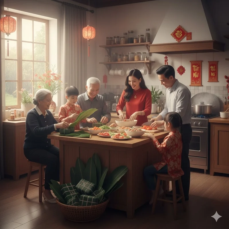 Chọn Ảnh gia đình ăn tết đầy cảm xúc