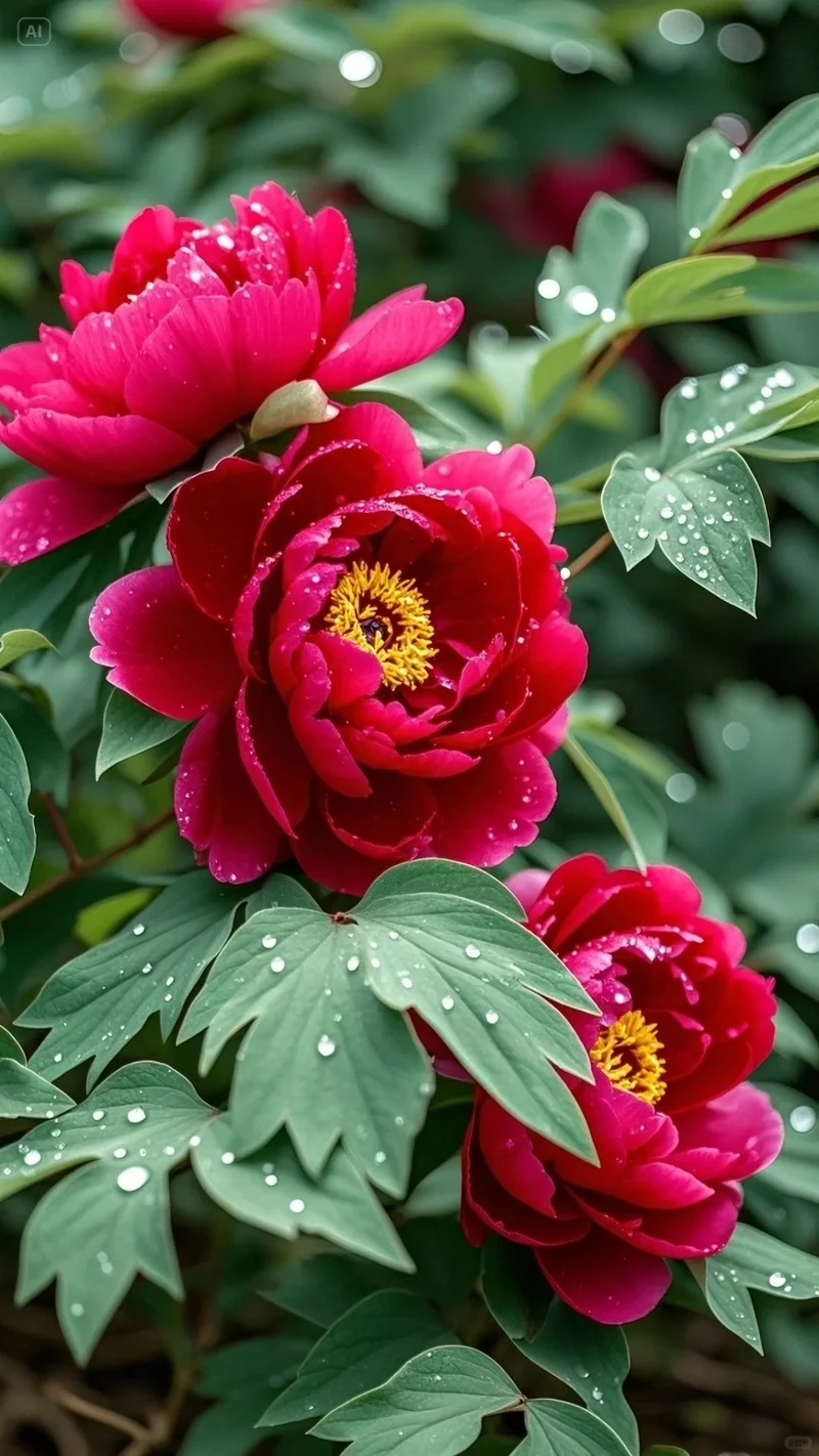 Hình nền hoa mẫu đơn đỏ tạo cảm giác may mắn