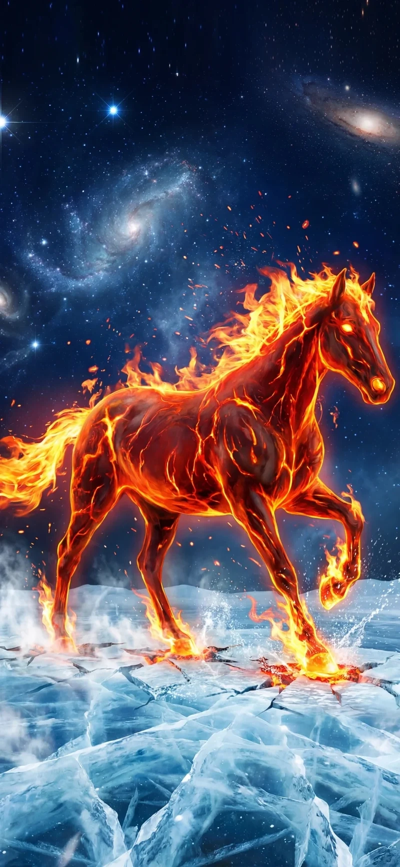 Làm mới màn hình với hình nền ngựa lửa