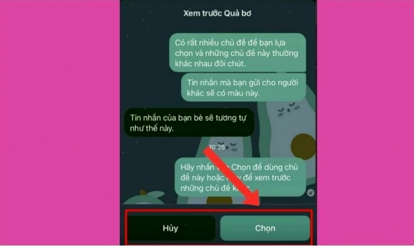 Áp dụng chủ đề vừa chọn làm hình nền Messenger