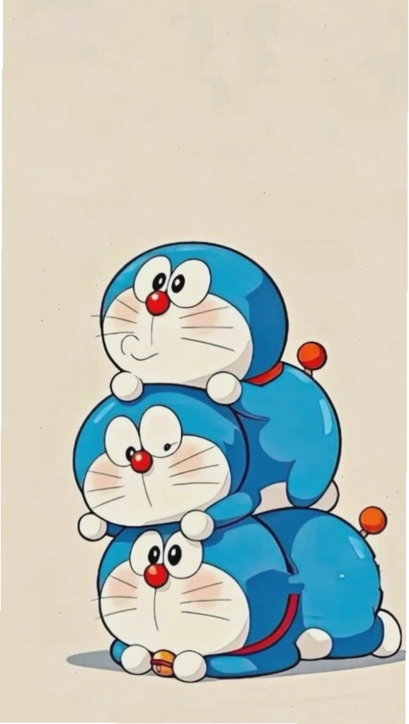Ba tư thế Doraemon chồng lên nhau, dễ thương độc đáo