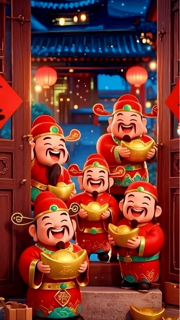 Bộ hình nền 5 Ông Thần Tài đầy đủ, mang đến may mắn từ mọi hướng
